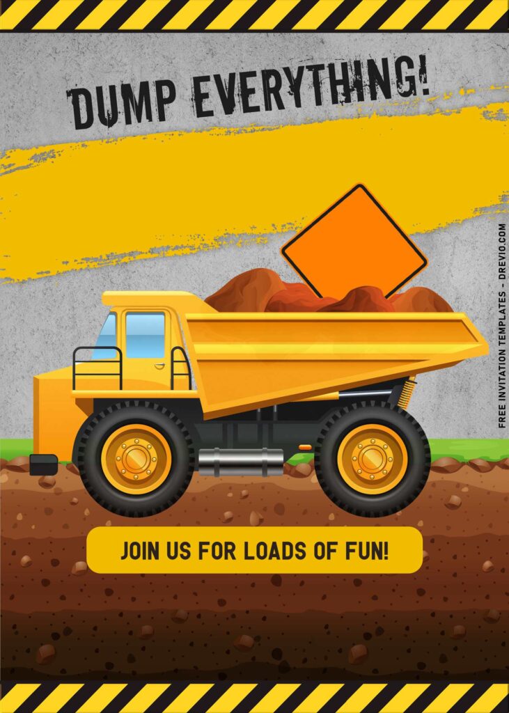 7 Construction Birthday Invitation Templates With Dump Truck