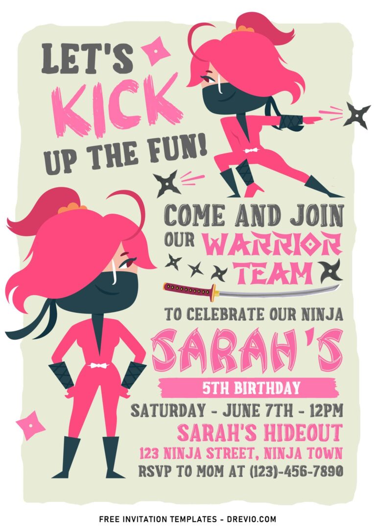 7+ Ninja Girl Birthday Invitation Templates For Your Daughter's Birthday