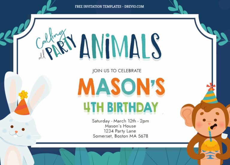 7+ Rabbit Monkey Calling Party Animals Birthday Invitation Templates