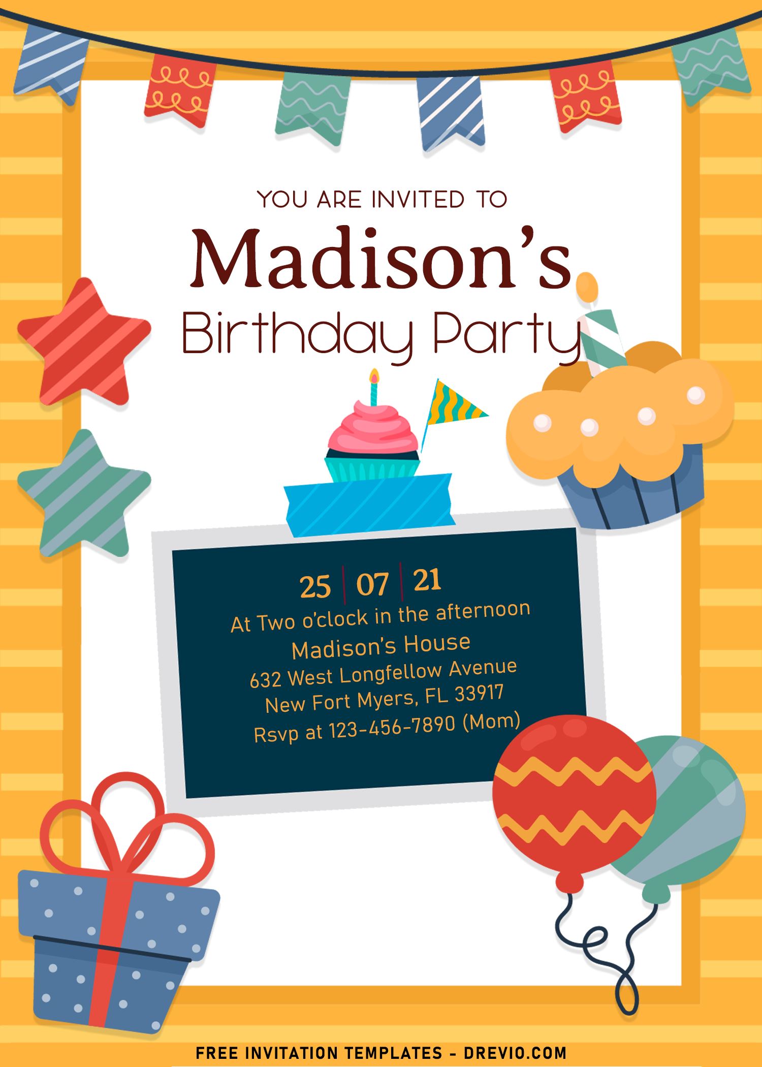 7+ Festive Birthday Invitation Templates For Kids Birthday, image size:1500x2100