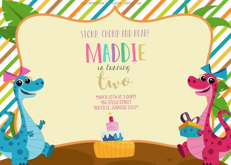 8+ Colorful Pattern Dinosaur Birthday Invitation Templates Title