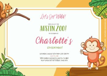 8 Jungle Animals Party Birthday Invitation Templates Title 1