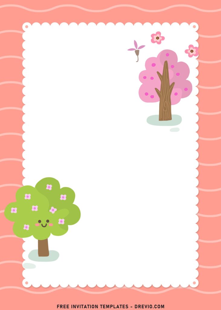 8 Lovely Adorable Kids Theme Birthday Invitation Templates With Cute Smiley Trees