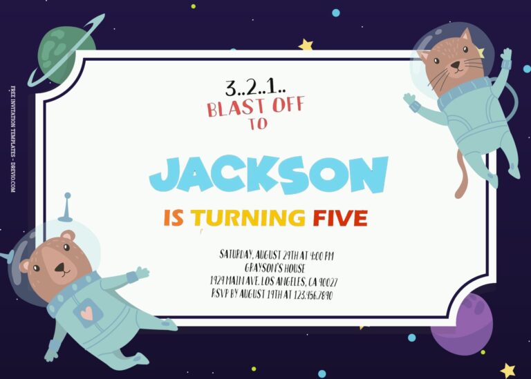 8+ Space Animals Astronauts Birthday Invitation Templates Title