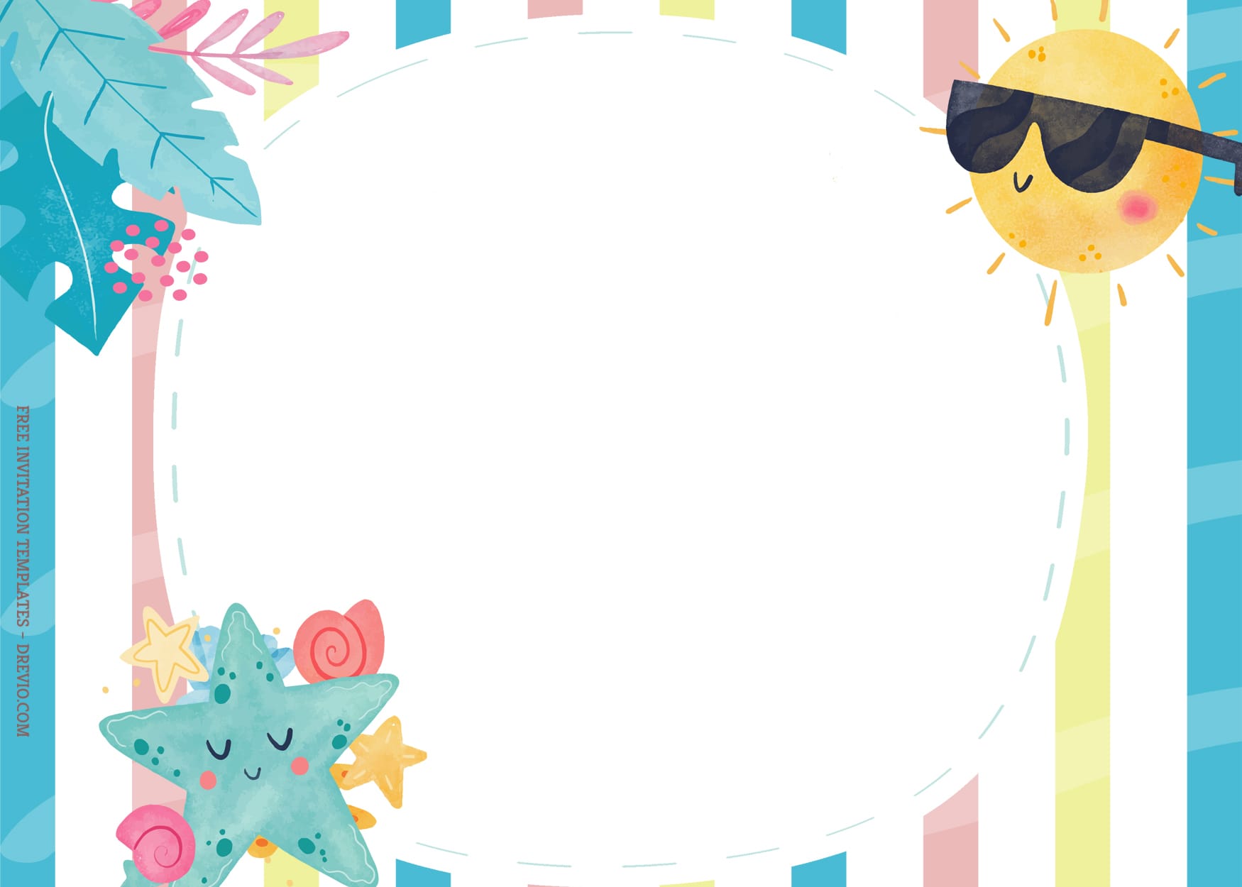 8+ Summer Radiant Party Birthday Invitation Templates With Sun And Starfish