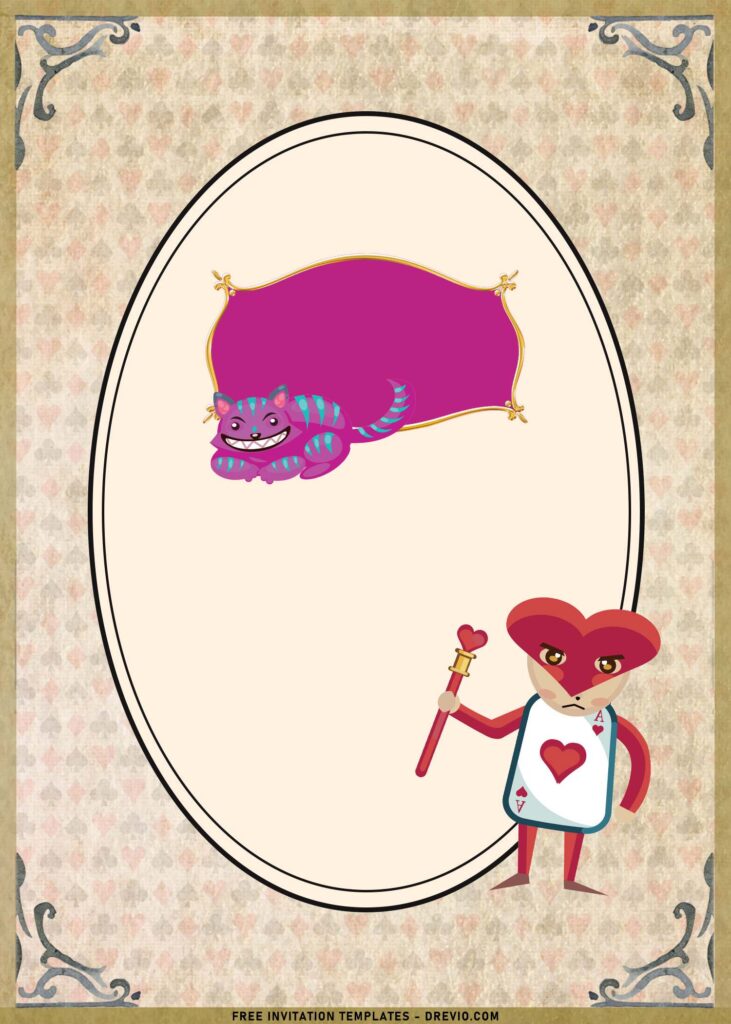 8 Vintage Alice In Wonderland Baby Shower Invitation Templates With Cheshire Cat