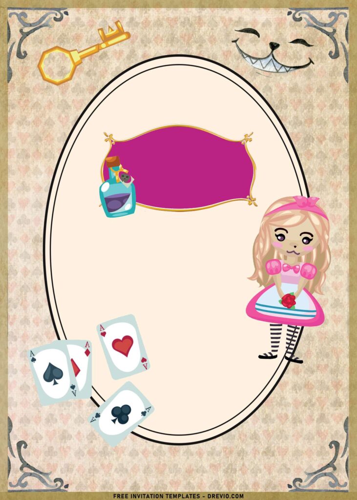 8+ Vintage Alice In Wonderland Birthday Invitation Templates with Watercolor Alice