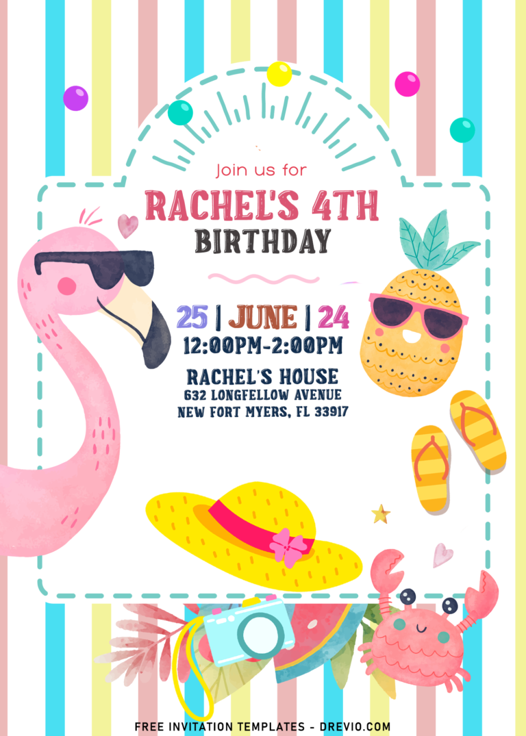 7+ Lovely Summer Birthday Invitation Templates With Flamingo