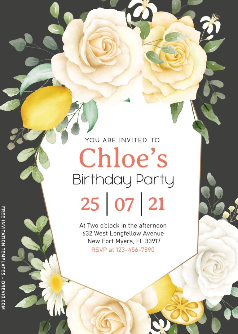7+ Summer Watercolor Lemon Botanical Birthday Invitation Templates