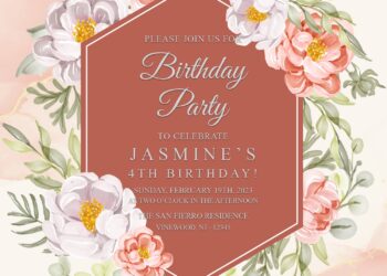 7+ Watercolor Peach Roses Birthday Invitation Templates