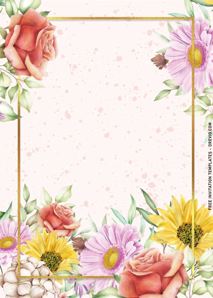 7+ Decorative Garden Floral Invitation Templates with stunning watercolor aster flowers