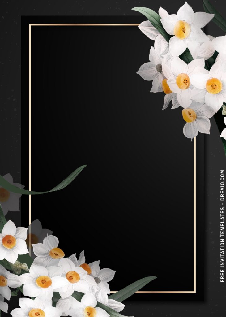 7+ Gorgeous Daffodil Wedding Invitation Templates with white daffodil flowers