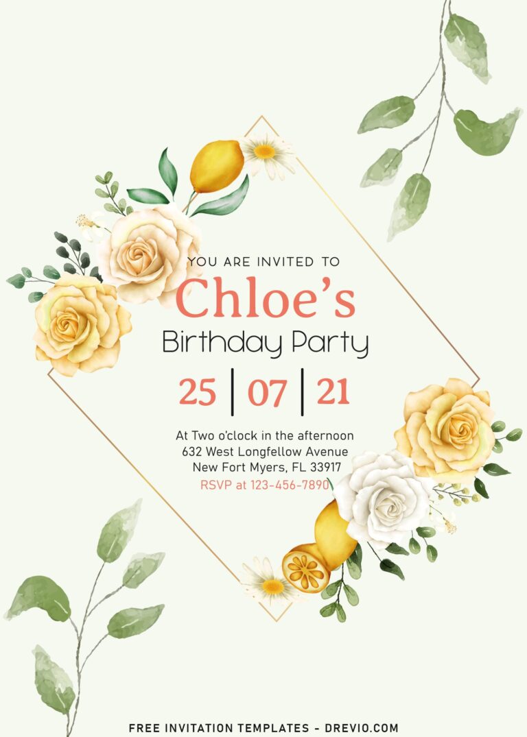 8+ Beautiful Citrus Lemon Botanical Floral Invitation Templates