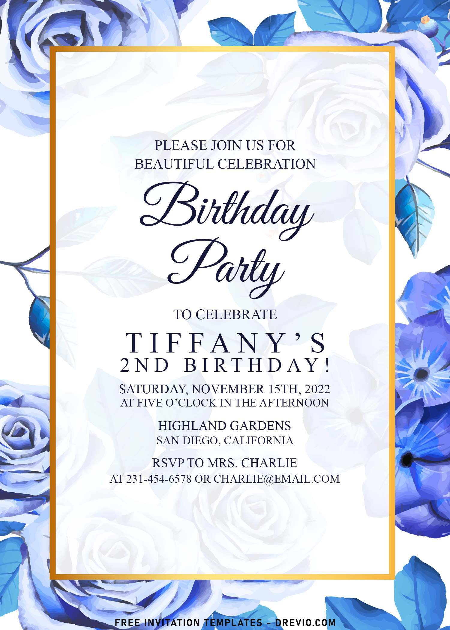 8+ Beloved Blue Floral Birthday Invitation Templates