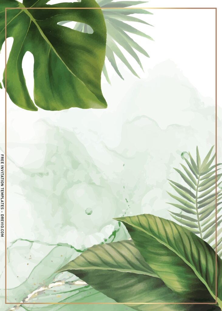 8+ Aesthetic Greenery Invitation Templates With Olive Green Leaves and has tropical banana leaves