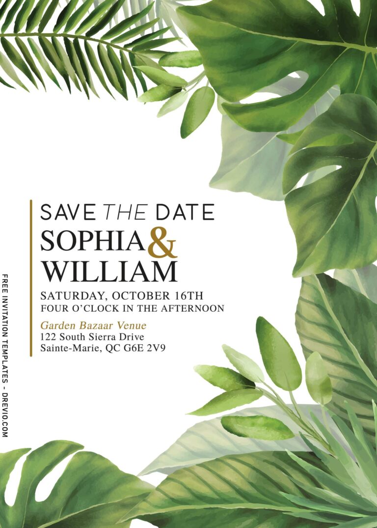 8+ Aesthetic Greenery Invitation Templates With Olive Green Leaves