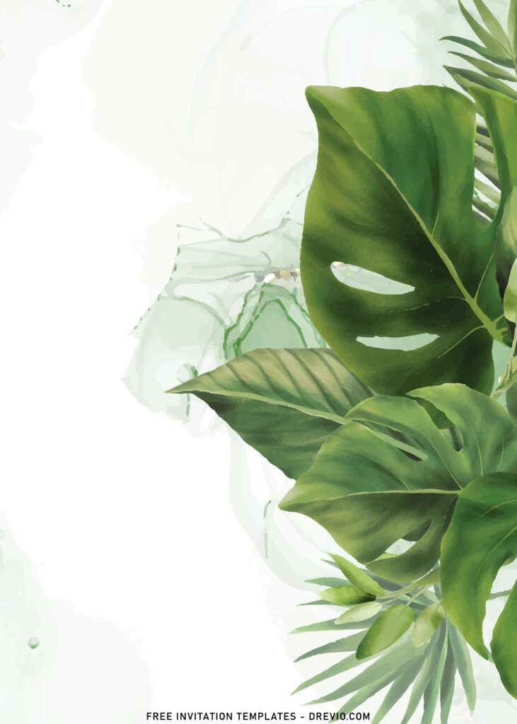 8 Greenery Monstera Leaves Wedding Invitation Templates