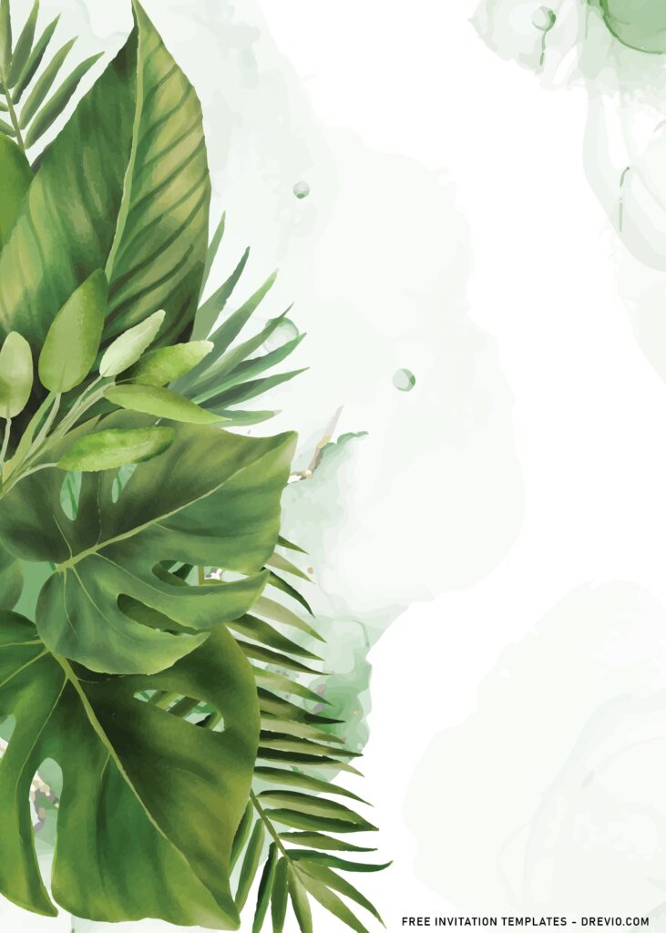 8 Modern Greenery Leaves Wedding Invitation Templates