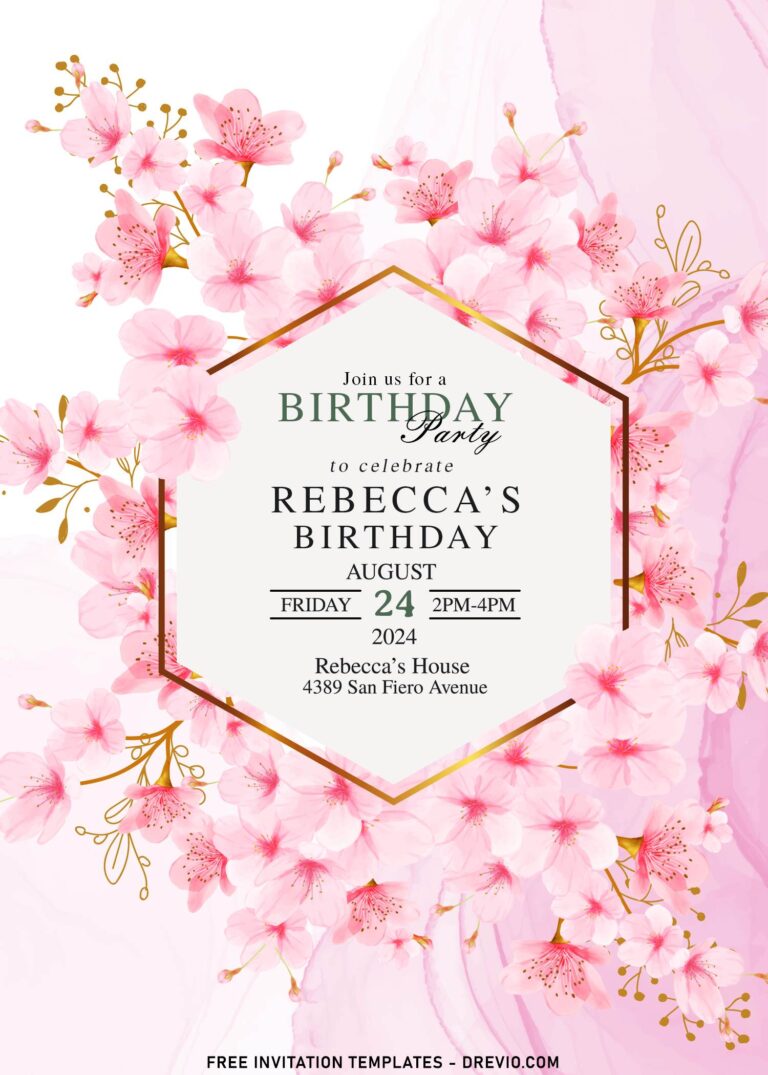 8+ Stunning Cherry Blossom Quinceanera Floral Invitation Templates