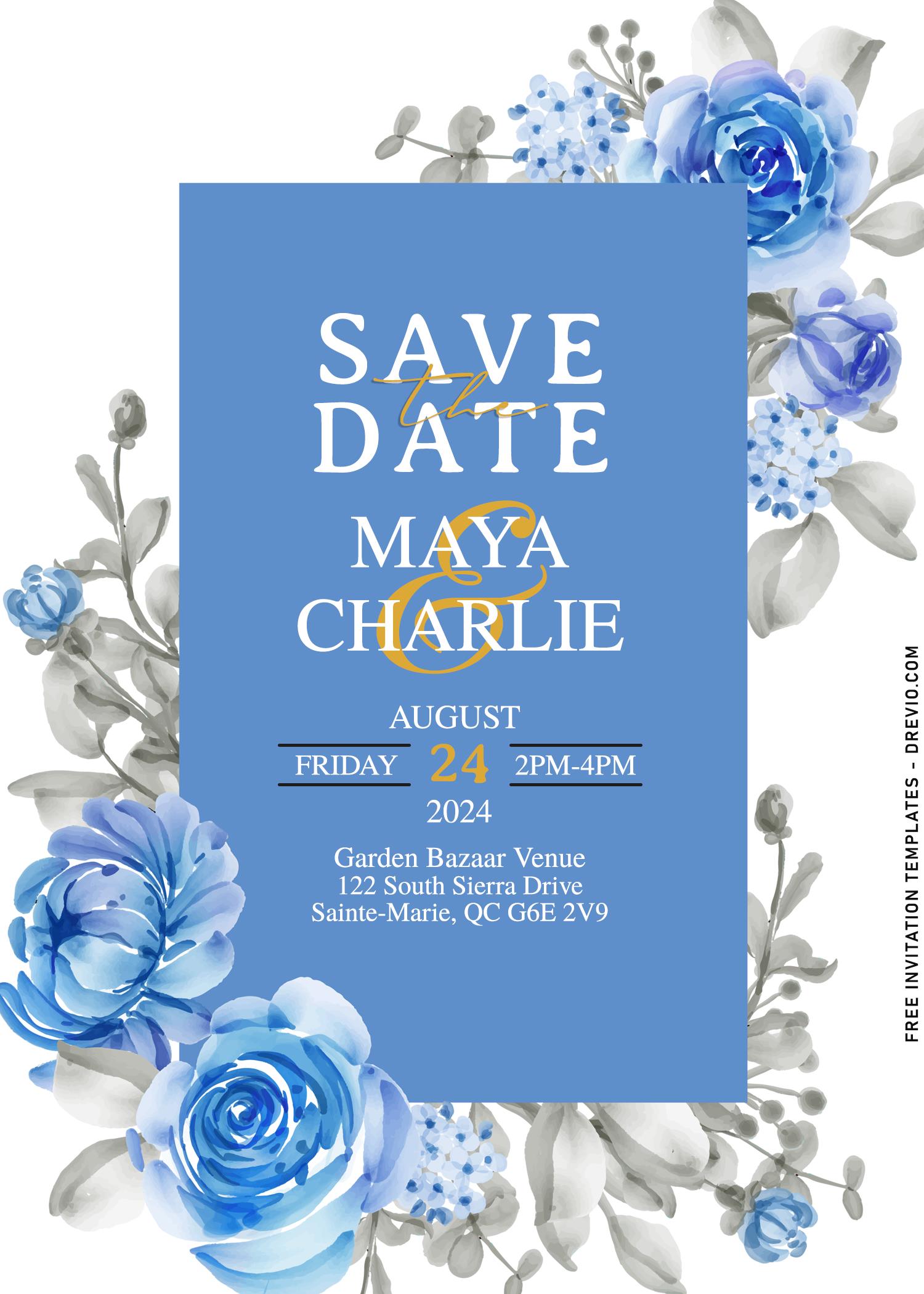 10+ Royal Blue Roses Wedding Invitation Templates
