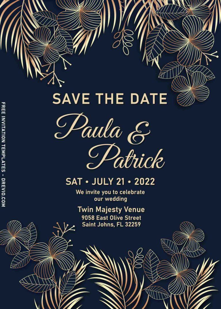 9+ Elegant Gold Floral Outline Invitation Templates