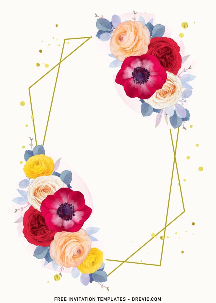 11 Geometric Floral Frame Birthday Invitation Templates