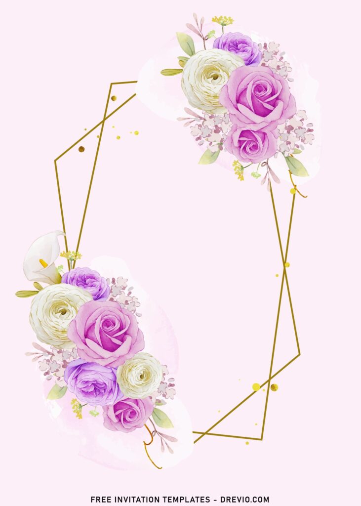 11 Gold Geometric Floral Frame Birthday Invitation Templates