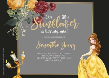 7+ Light Off Floral Princess Belle Birthday Invitation Templates Title