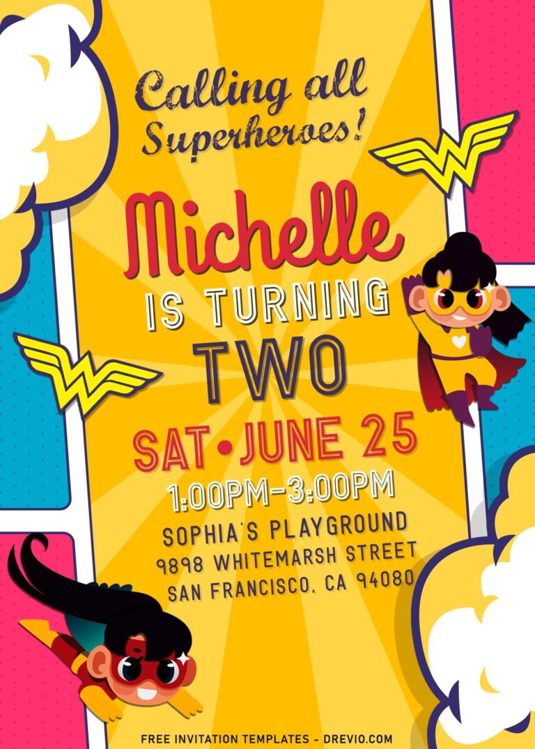 7+ Cute Pop Up Art Girl Superhero Birthday Invitation Templates