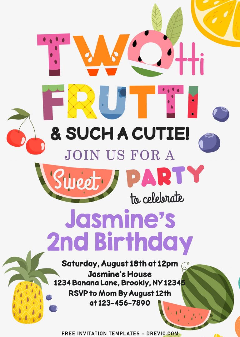 7+ Summer Two-tti Frutti 2nd Birthday Invitation Templates For Kids
