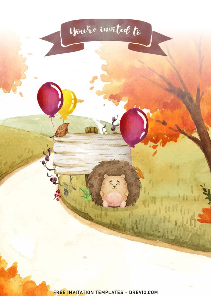 7+ Gender Neutral Woodland Birthday Invitation Templates with balloons