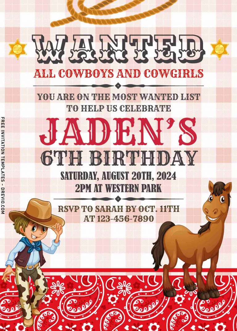 7+ Wanted All Cowboy And Cowgirl Birthday Invitation Templates