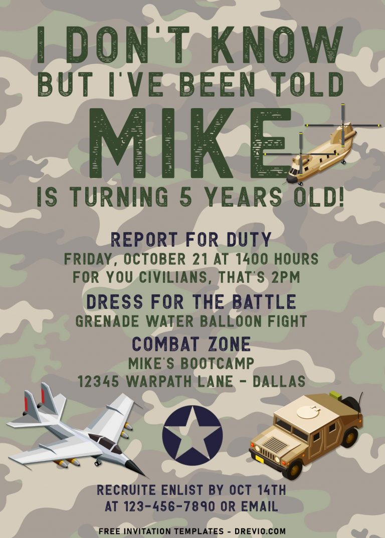 8+ Camo Army Kids Birthday Invitation Templates