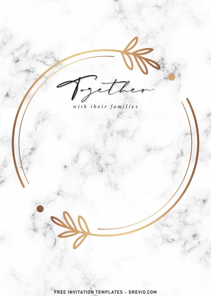 8 Beautiful Golden Frame Marble Wedding Invitation Templates