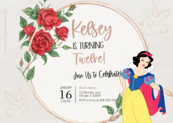 8+ Disney Princess Blossom Beauty Birthday Invitation Templates Title