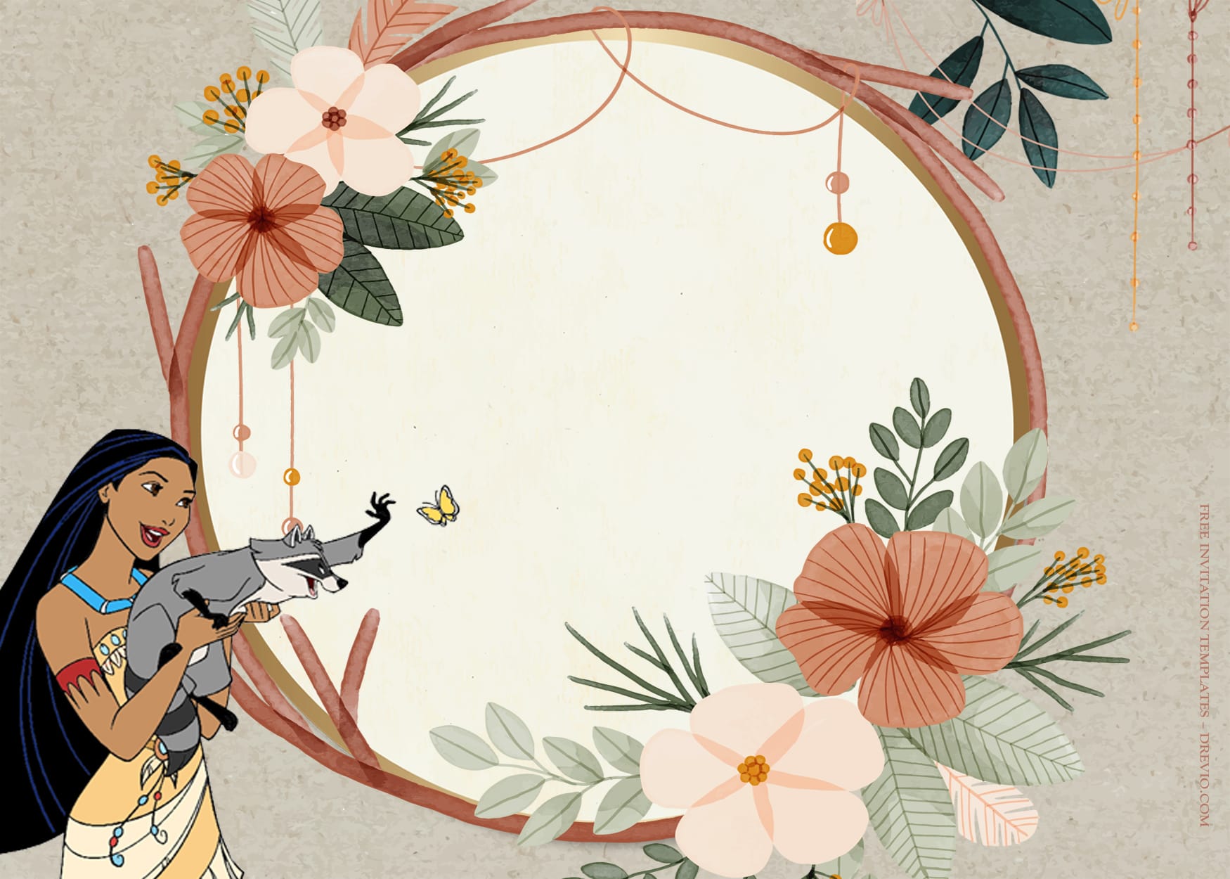 8+ Fight And Enjoy Nature Pocahontas Birthday Invitation Templates Type Four