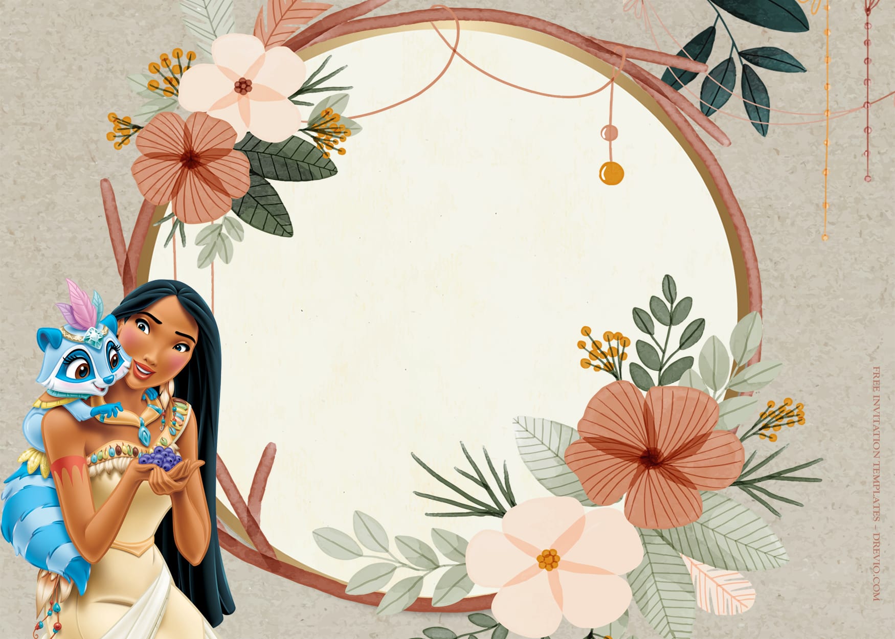 8+ Fight And Enjoy Nature Pocahontas Birthday Invitation Templates Type Six