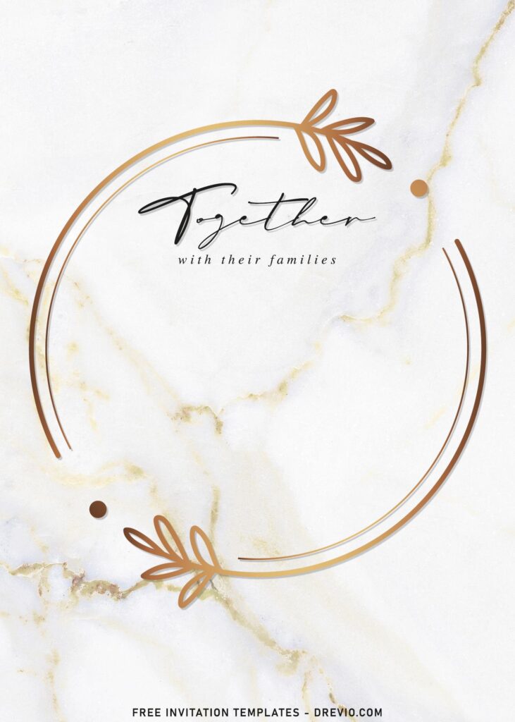 8 Golden Floral Frame Marble Wedding Invitation Templates
