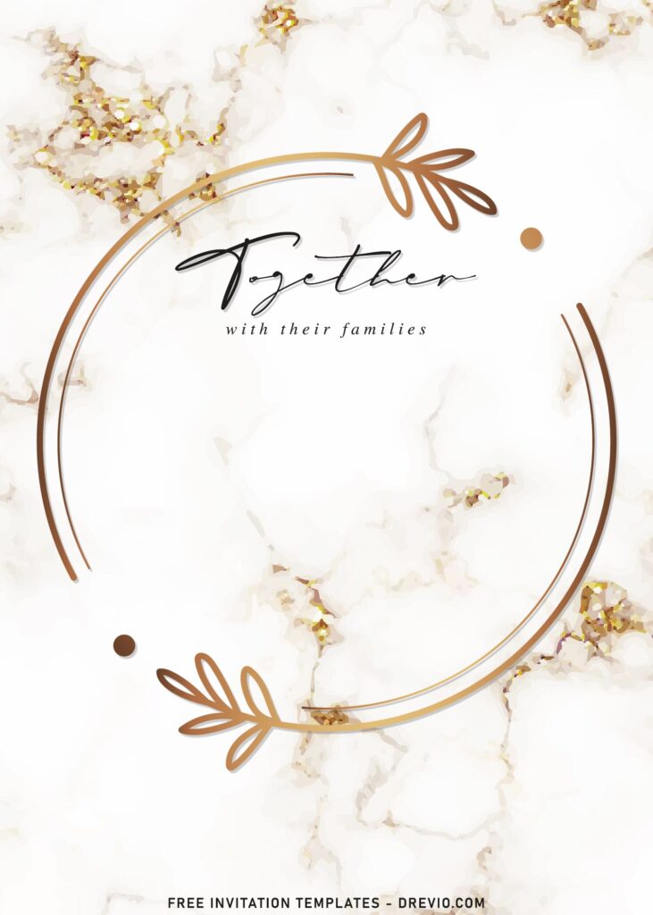 8 Golden Frame And Marble Wedding Invitation Templates