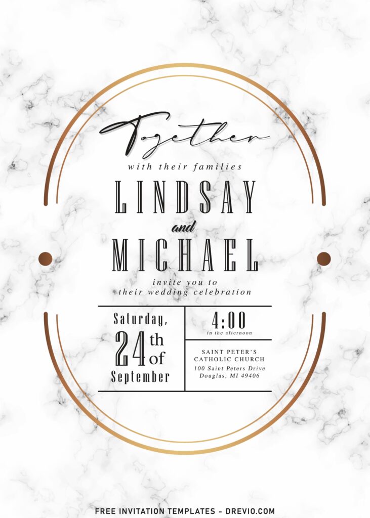 8+ Beautiful White Marble And Sparkling Gold Frame Invitation Templates