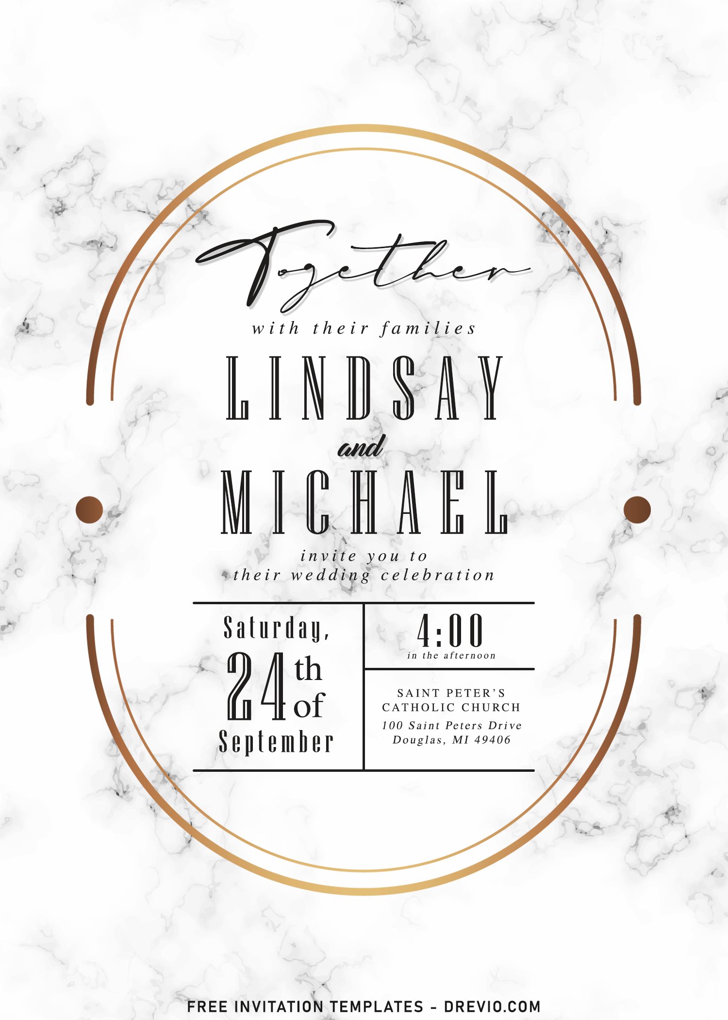 8+ Beautiful White Marble And Sparkling Gold Frame Invitation Templates