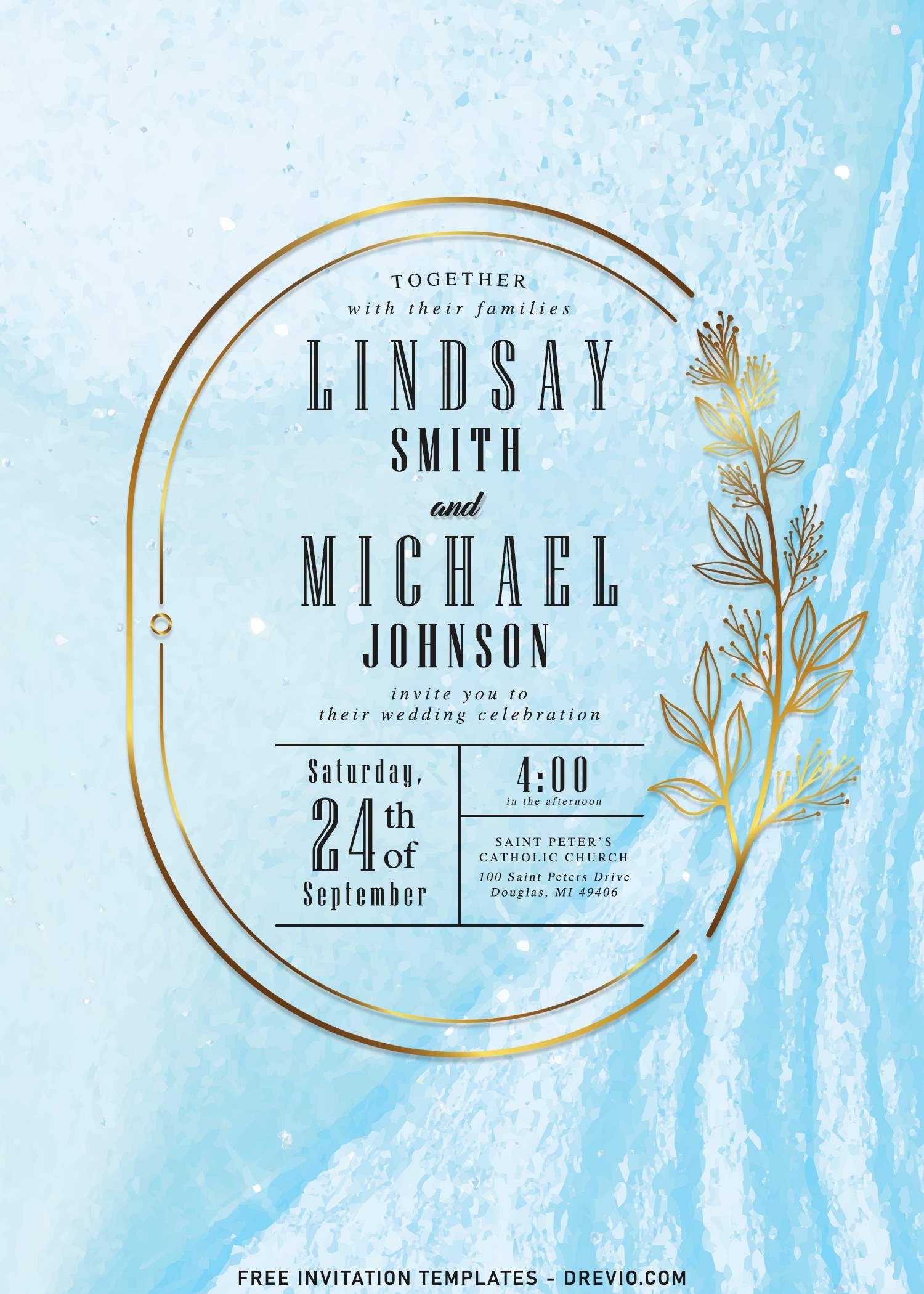 8+ Gorgeous And Shiny Gold And Marble Wedding Invitation Templates