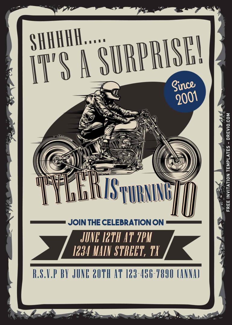 10+ Classic 70's Style Biker 50th Birthday Invitation Templates