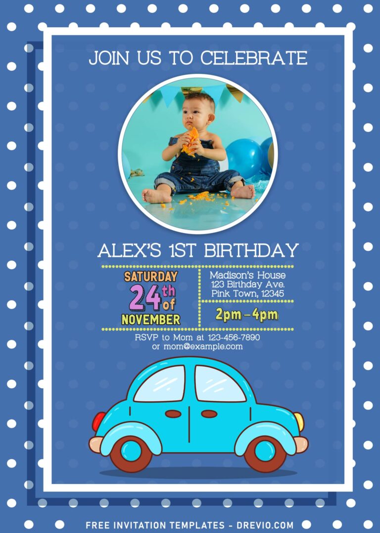 11+ Cute Transportation Drive By Kids Birthday Invitation Templates