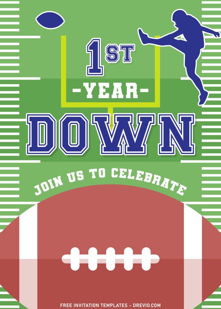 11 First Year Down Football Themed Birthday Invitation Templates For Boys Birthday