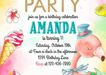 11+ Cute Girly Pink Flamingo Birthday Invitation Templates
