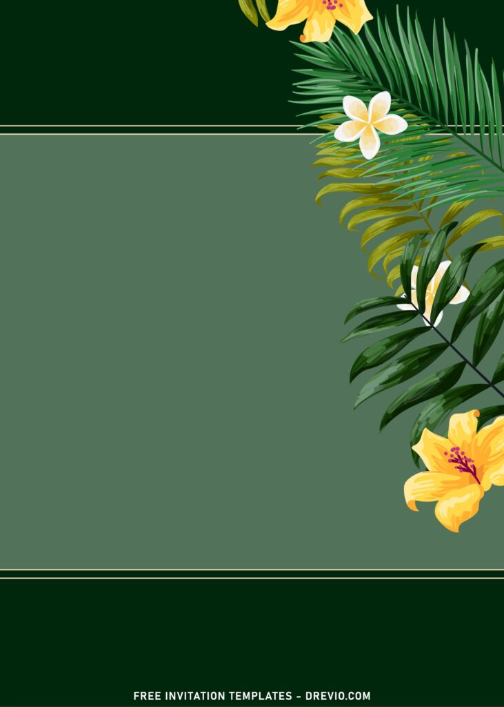 7 Modern Tropical Leaves Greenery Themed Wedding Invitation Templates