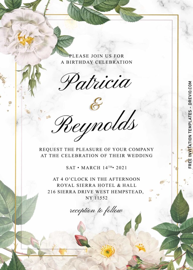 9+ Luxury Marble And Floral Invitation Templates For Beautiful Garden Wedding