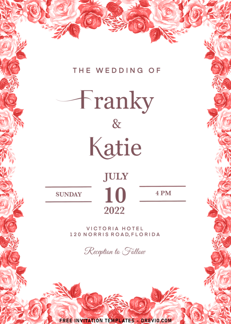 11+ Millennial Watercolor Rose Wedding Invitation Templates