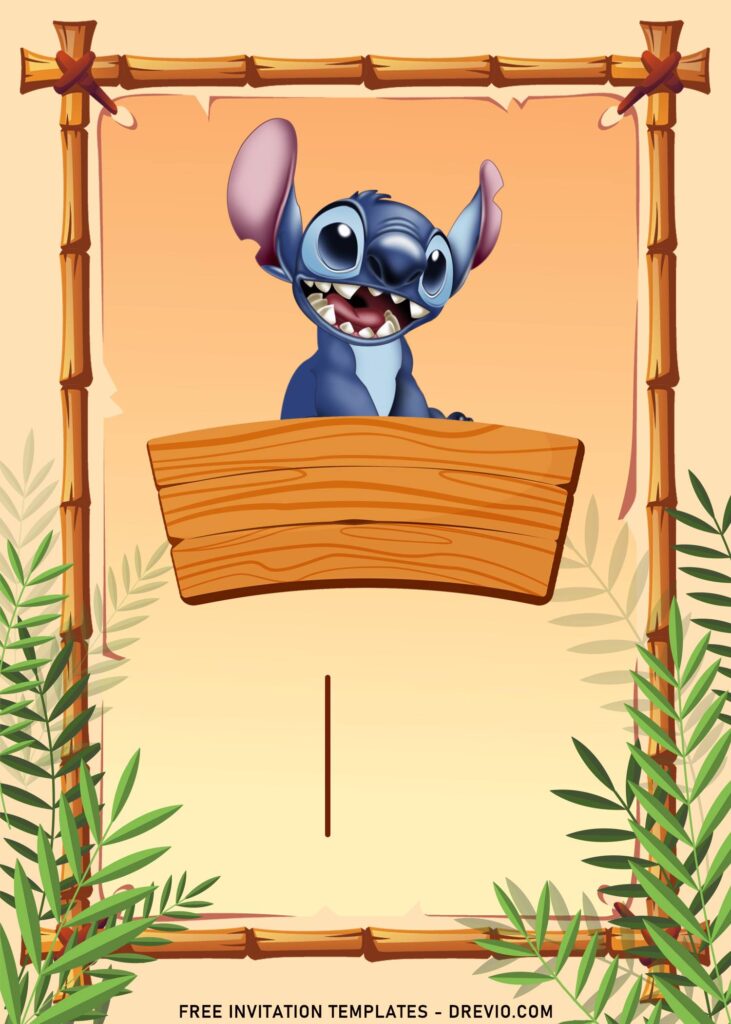 10+ Hawaiian Hula Lilo & Stitch Birthday Invitation Templates with Bamboo stick frame